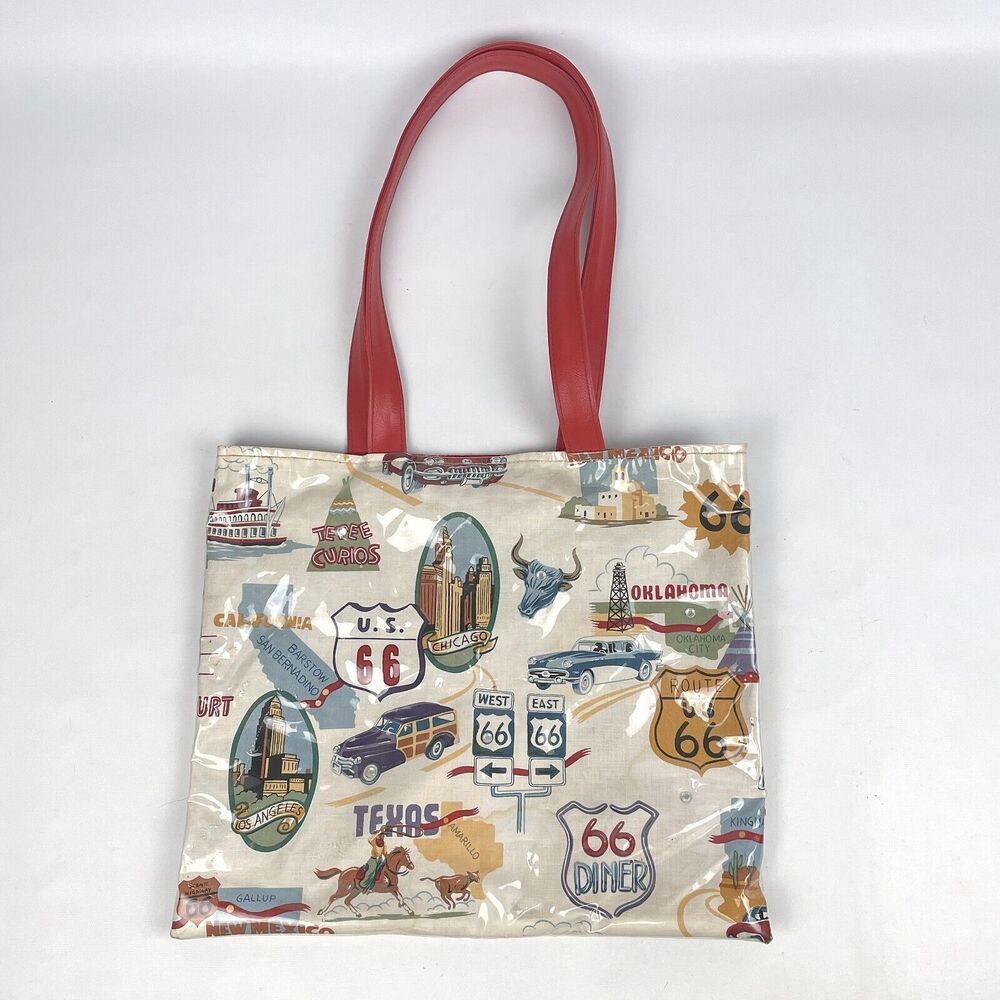 Route 66 State Highways Roads Cities Plastic Covering Handbag Cotton Bag Summer
